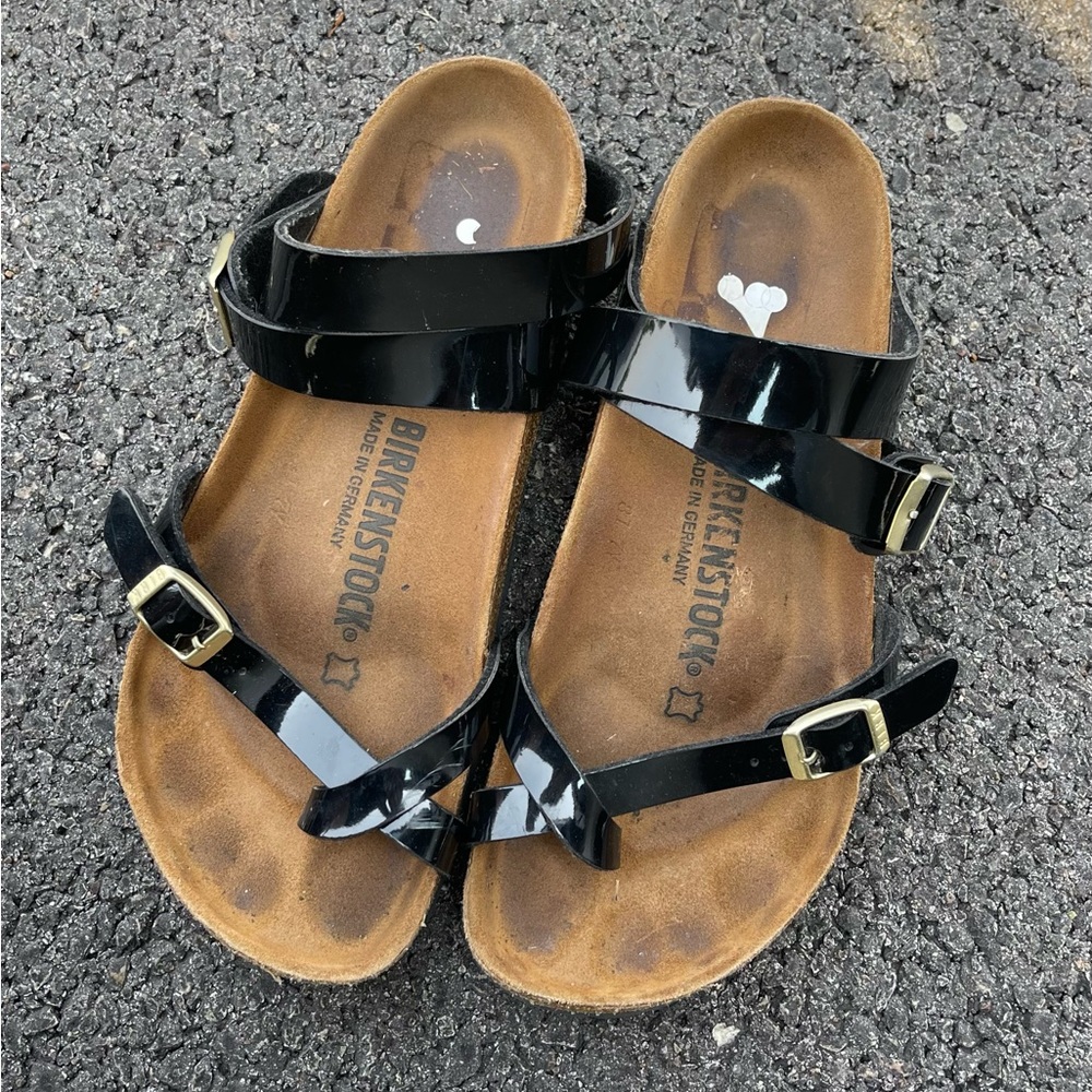 Birkenstock Women's Yara Sandals, Black Patent Gold sz. L6 M4 - Picture 5 of 5